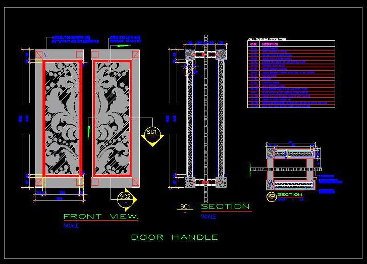 Custom Wood Door Handle CAD- Etched Mirror Finish Design